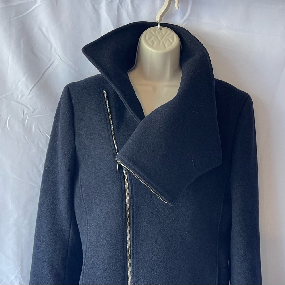 REISS Wool Blend Asymmetrical Zipper Coat - Picture 7 of 14